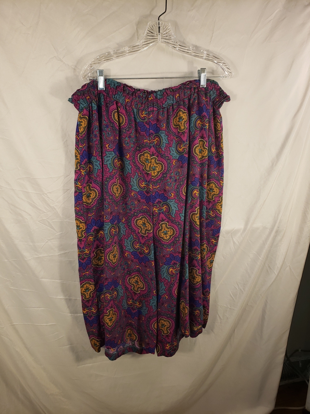 Women's Sue Brett Purple Paisley Elastic-Waist Gaucho Split Skirt -